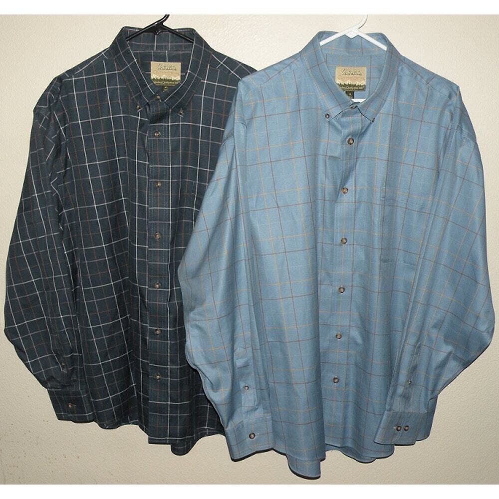 Lot 2 Cabela’s Outfitter Series Men’s XL LS Button Shirts Blue Plaid NWOT Cotton